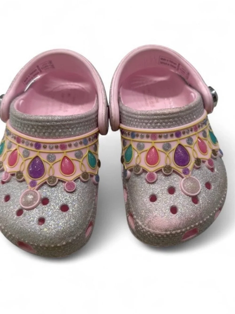CROCS Glitter Jewel Clogs - Pink, Silver, Multicolor